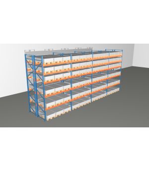 Schwerlastregal Palettenregal NEDCON 2.500x11300x2.400 mm (HxBxT), Doppelregal, 6 Lagerebenen, 3.000 kg Fachlast, Keine Böden