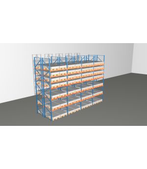 Schwerlastregal Palettenregal NEDCON 2.500x7800x2.400 mm (HxBxT), Doppelregal, 7 Lagerebenen, 3.000 kg Fachlast, Keine Böden