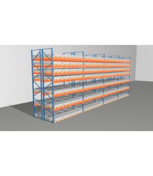 Schwerlastregal Palettenregal NEDCON 2.500x14900x2.400 mm (HxBxT), Doppelregal, 7 Lagerebenen, 3.000 kg Fachlast, Keine Böden