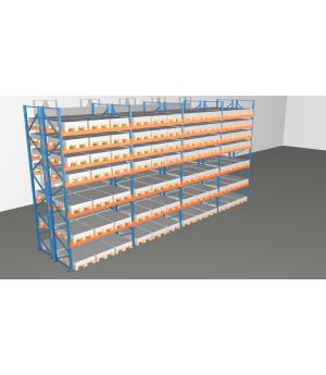 Schwerlastregal Palettenregal NEDCON 2.500x11300x2.400 mm (HxBxT), Doppelregal, 7 Lagerebenen, 3.000 kg Fachlast, Keine Böden
