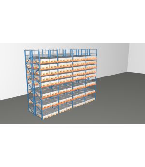 Schwerlastregal Palettenregal NEDCON 2.500x7800x2.400 mm (HxBxT), Doppelregal, 8 Lagerebenen, 3.000 kg Fachlast, Keine Böden