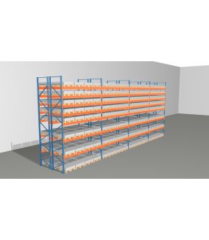 Schwerlastregal Palettenregal NEDCON 2.500x14900x2.400 mm (HxBxT), Doppelregal, 8 Lagerebenen, 3.000 kg Fachlast, Keine Böden