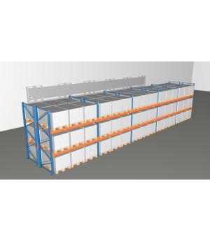 Schwerlastregal Palettenregal NEDCON 2.500x14100x2.400 mm (HxBxT), Doppelregal, 3 Lagerebenen, 3.000 kg Fachlast, Keine Böden