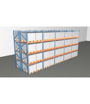 Schwerlastregal Palettenregal NEDCON 2.500x9725x2.400 mm (HxBxT), Doppelregal, 4 Lagerebenen, 3.000 kg Fachlast, Keine Böden