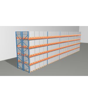 Schwerlastregal Palettenregal NEDCON 2.500x18600x2.400 mm (HxBxT), Doppelregal, 5 Lagerebenen, 3.000 kg Fachlast, Keine Böden