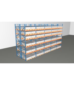 Schwerlastregal Palettenregal NEDCON 2.500x9725x2.400 mm (HxBxT), Doppelregal, 6 Lagerebenen, 3.000 kg Fachlast, Keine Böden