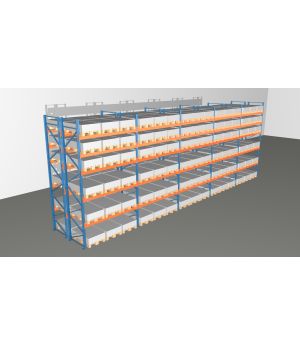 Schwerlastregal Palettenregal NEDCON 2.500x14100x2.400 mm (HxBxT), Doppelregal, 6 Lagerebenen, 3.000 kg Fachlast, Keine Böden