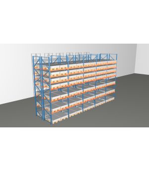 Schwerlastregal Palettenregal NEDCON 2.500x9725x2.400 mm (HxBxT), Doppelregal, 7 Lagerebenen, 3.000 kg Fachlast, Keine Böden