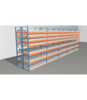 Schwerlastregal Palettenregal NEDCON 2.500x18600x2.400 mm (HxBxT), Doppelregal, 7 Lagerebenen, 3.000 kg Fachlast, Keine Böden