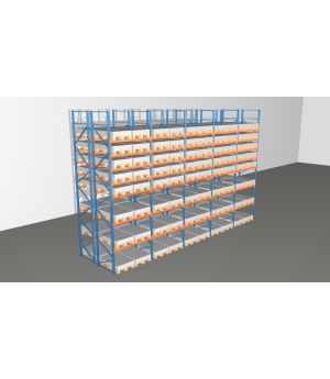 Schwerlastregal Palettenregal NEDCON 2.500x9725x2.400 mm (HxBxT), Doppelregal, 8 Lagerebenen, 3.000 kg Fachlast, Keine Böden