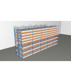 Schwerlastregal Palettenregal NEDCON 2.500x14100x2.400 mm (HxBxT), Doppelregal, 8 Lagerebenen, 3.000 kg Fachlast, Keine Böden