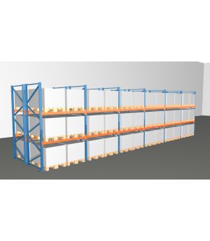 Schwerlastregal Palettenregal NEDCON 2.500x11650x2.400 mm (HxBxT), Doppelregal, 3 Lagerebenen, 3.000 kg Fachlast, Keine Böden
