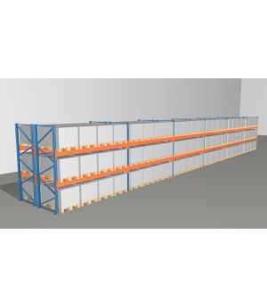 Schwerlastregal Palettenregal NEDCON 2.500x22300x2.400 mm (HxBxT), Doppelregal, 3 Lagerebenen, 3.000 kg Fachlast, Keine Böden