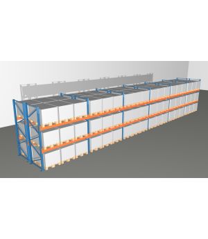 Schwerlastregal Palettenregal NEDCON 2.500x16900x2.400 mm (HxBxT), Doppelregal, 3 Lagerebenen, 3.000 kg Fachlast, Keine Böden