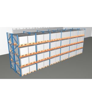 Schwerlastregal Palettenregal NEDCON 2.500x11650x2.400 mm (HxBxT), Doppelregal, 4 Lagerebenen, 3.000 kg Fachlast, Keine Böden