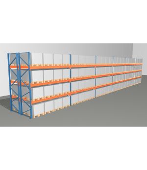 Schwerlastregal Palettenregal NEDCON 2.500x22300x2.400 mm (HxBxT), Doppelregal, 4 Lagerebenen, 3.000 kg Fachlast, Keine Böden
