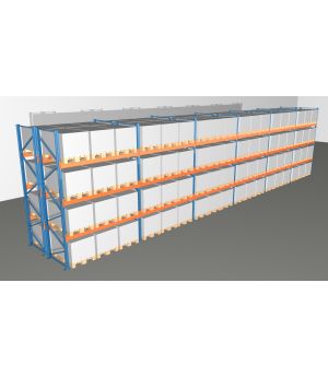 Schwerlastregal Palettenregal NEDCON 2.500x16900x2.400 mm (HxBxT), Doppelregal, 4 Lagerebenen, 3.000 kg Fachlast, Keine Böden