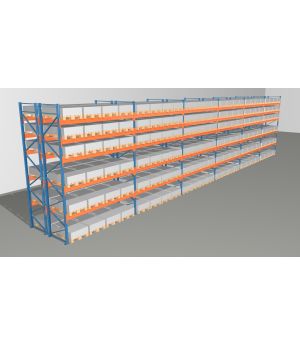 Schwerlastregal Palettenregal NEDCON 2.500x22300x2.400 mm (HxBxT), Doppelregal, 6 Lagerebenen, 3.000 kg Fachlast, Keine Böden