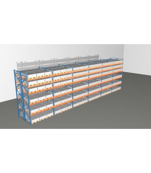 Schwerlastregal Palettenregal NEDCON 2.500x16900x2.400 mm (HxBxT), Doppelregal, 6 Lagerebenen, 3.000 kg Fachlast, Keine Böden
