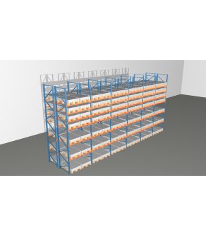 Schwerlastregal Palettenregal NEDCON 2.500x11650x2.400 mm (HxBxT), Doppelregal, 7 Lagerebenen, 3.000 kg Fachlast, Keine Böden