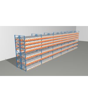 Schwerlastregal Palettenregal NEDCON 2.500x22300x2.400 mm (HxBxT), Doppelregal, 7 Lagerebenen, 3.000 kg Fachlast, Keine Böden