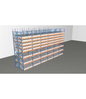 Schwerlastregal Palettenregal NEDCON 2.500x11650x2.400 mm (HxBxT), Doppelregal, 8 Lagerebenen, 3.000 kg Fachlast, Keine Böden