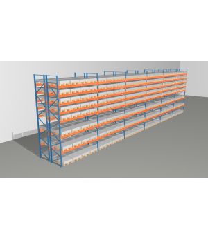 Schwerlastregal Palettenregal NEDCON 2.500x22300x2.400 mm (HxBxT), Doppelregal, 8 Lagerebenen, 3.000 kg Fachlast, Keine Böden