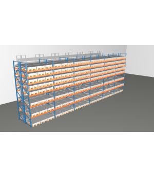 Schwerlastregal Palettenregal NEDCON 2.500x16900x2.400 mm (HxBxT), Doppelregal, 8 Lagerebenen, 3.000 kg Fachlast, Keine Böden