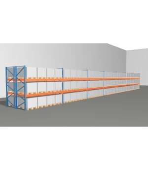 Schwerlastregal Palettenregal NEDCON 2.500x26000x2.400 mm (HxBxT), Doppelregal, 3 Lagerebenen, 3.000 kg Fachlast, Keine Böden