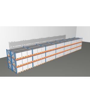 Schwerlastregal Palettenregal NEDCON 2.500x19700x2.400 mm (HxBxT), Doppelregal, 3 Lagerebenen, 3.000 kg Fachlast, Keine Böden
