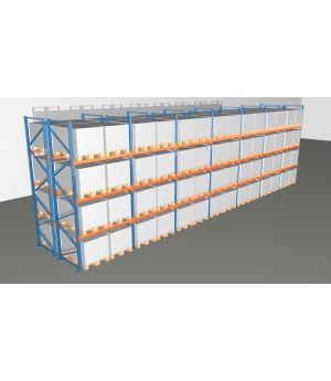 Schwerlastregal Palettenregal NEDCON 2.500x13575x2.400 mm (HxBxT), Doppelregal, 4 Lagerebenen, 3.000 kg Fachlast, Keine Böden