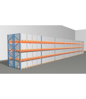 Schwerlastregal Palettenregal NEDCON 2.500x26000x2.400 mm (HxBxT), Doppelregal, 4 Lagerebenen, 3.000 kg Fachlast, Keine Böden