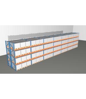 Schwerlastregal Palettenregal NEDCON 2.500x19700x2.400 mm (HxBxT), Doppelregal, 4 Lagerebenen, 3.000 kg Fachlast, Keine Böden
