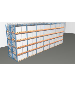Schwerlastregal Palettenregal NEDCON 2.500x13575x2.400 mm (HxBxT), Doppelregal, 5 Lagerebenen, 3.000 kg Fachlast, Keine Böden