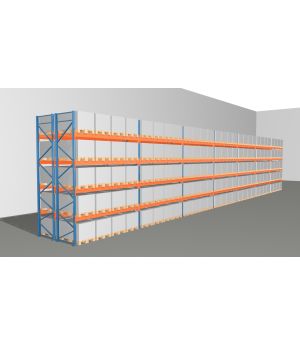 Schwerlastregal Palettenregal NEDCON 2.500x26000x2.400 mm (HxBxT), Doppelregal, 5 Lagerebenen, 3.000 kg Fachlast, Keine Böden