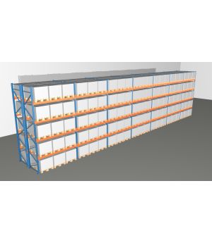 Schwerlastregal Palettenregal NEDCON 2.500x19700x2.400 mm (HxBxT), Doppelregal, 5 Lagerebenen, 3.000 kg Fachlast, Keine Böden