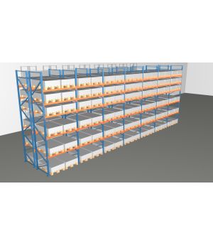 Schwerlastregal Palettenregal NEDCON 2.500x13575x2.400 mm (HxBxT), Doppelregal, 6 Lagerebenen, 3.000 kg Fachlast, Keine Böden