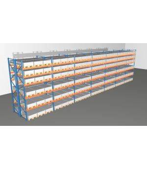Schwerlastregal Palettenregal NEDCON 2.500x19700x2.400 mm (HxBxT), Doppelregal, 6 Lagerebenen, 3.000 kg Fachlast, Keine Böden