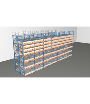 Schwerlastregal Palettenregal NEDCON 2.500x13575x2.400 mm (HxBxT), Doppelregal, 7 Lagerebenen, 3.000 kg Fachlast, Keine Böden