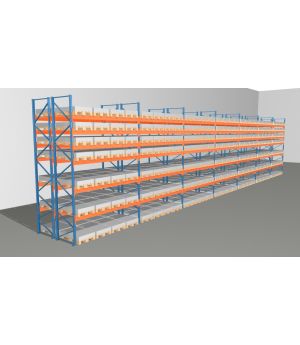 Schwerlastregal Palettenregal NEDCON 2.500x26000x2.400 mm (HxBxT), Doppelregal, 7 Lagerebenen, 3.000 kg Fachlast, Keine Böden