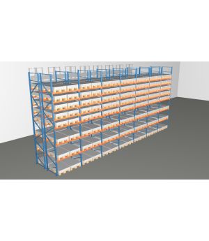 Schwerlastregal Palettenregal NEDCON 2.500x13575x2.400 mm (HxBxT), Doppelregal, 8 Lagerebenen, 3.000 kg Fachlast, Keine Böden