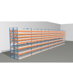 Schwerlastregal Palettenregal NEDCON 2.500x26000x2.400 mm (HxBxT), Doppelregal, 8 Lagerebenen, 3.000 kg Fachlast, Keine Böden