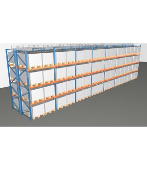 Schwerlastregal Palettenregal NEDCON 2.500x15500x2.400 mm (HxBxT), Doppelregal, 4 Lagerebenen, 3.000 kg Fachlast, Keine Böden