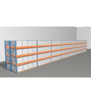 Schwerlastregal Palettenregal NEDCON 2.500x29700x2.400 mm (HxBxT), Doppelregal, 4 Lagerebenen, 3.000 kg Fachlast, Keine Böden