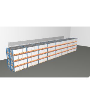 Schwerlastregal Palettenregal NEDCON 2.500x22500x2.400 mm (HxBxT), Doppelregal, 4 Lagerebenen, 3.000 kg Fachlast, Keine Böden