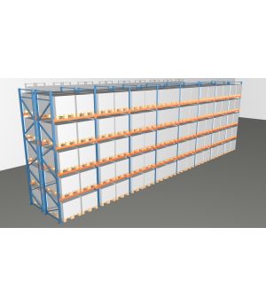 Schwerlastregal Palettenregal NEDCON 2.500x15500x2.400 mm (HxBxT), Doppelregal, 5 Lagerebenen, 3.000 kg Fachlast, Keine Böden