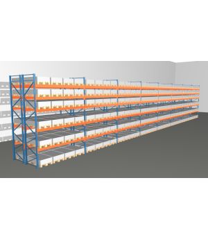 Schwerlastregal Palettenregal NEDCON 2.500x29700x2.400 mm (HxBxT), Doppelregal, 6 Lagerebenen, 3.000 kg Fachlast, Keine Böden