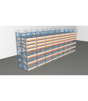 Schwerlastregal Palettenregal NEDCON 2.500x15500x2.400 mm (HxBxT), Doppelregal, 7 Lagerebenen, 3.000 kg Fachlast, Keine Böden