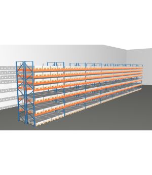 Schwerlastregal Palettenregal NEDCON 2.500x29700x2.400 mm (HxBxT), Doppelregal, 7 Lagerebenen, 3.000 kg Fachlast, Keine Böden