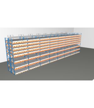 Schwerlastregal Palettenregal NEDCON 2.500x22500x2.400 mm (HxBxT), Doppelregal, 8 Lagerebenen, 3.000 kg Fachlast, Keine Böden